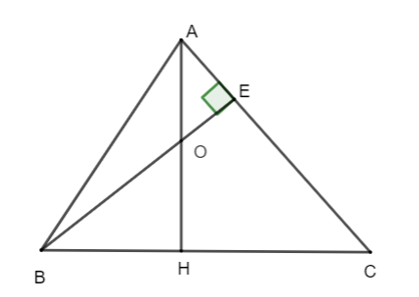 Cho tam giác ABC có đường cao BE và trực tâm O .AO cắt BC tại H. Số đo là: (ảnh 1)