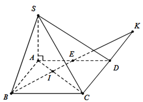 Cho hình chóp S.ABCD có SA vuông góc với đáy và SA = acăn3  (ảnh 1)