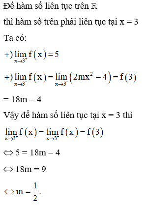Cho hàm số   fx2mx^2-4 5 khi x<=3 (ảnh 1)
