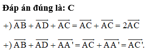 Cho hình hộp ABCD.A’B’C’D’ chọn khẳng định đúng (ảnh 1)