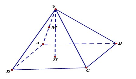 Cho hình chóp S.ABCD có đáy ABCD là hình vuông và điểm M là trung (ảnh 1)