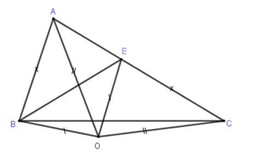 Cho tam giác ∆ABC có AC > AB. Trên cạnh AC lấy điểm E sao cho CE = AB. (ảnh 1)