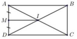 Trong mặt phẳng với hệ tọa độ Oxy, cho hình chữ nhật ABCD có diện tích bằng 10, (ảnh 1)