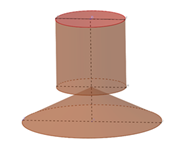 Một khối đồ chơi gồm một khối hình trụ (T) gắn chồng lên một khối hình nón (N) (ảnh 1)