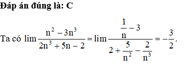 Tính giới hạn  n^2-3n^/2n^3+5n-2 (ảnh 1)