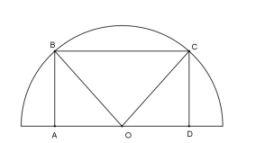 Một hình chữ nhật nội tiếp trong nửa đường tròn bán kính R = 6, biết một cạnh (ảnh 2)