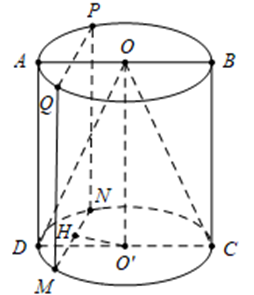 Trong không gian, cho hình trụ (T) có bán kính đáy bằng 5cm. Mặt phẳng (α) (ảnh 1)
