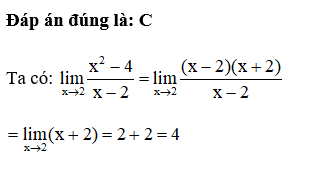 lim x dến 2 x^2-4/x-2  bằng: (ảnh 1)
