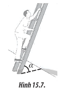Một kĩ sư thi công nặng trĩu 75 kilogam trèo lên một cái thang nhiều năm 2,75 m. Thang được dựa (ảnh 1)
