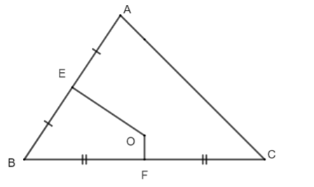 Cho tam giác ABC có E, F lần lượt là trung điểm của AB và BC. Cho O cách đều ba đỉnh (ảnh 1)