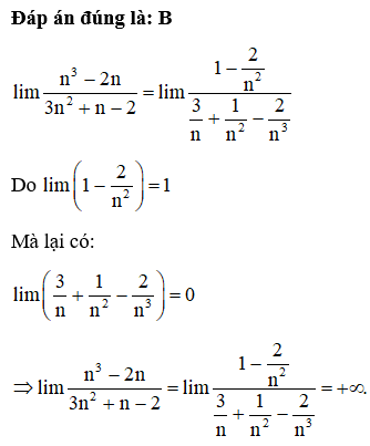 Tính giới hạn  lim n^3-2n/3n^2+n-2 (ảnh 1)