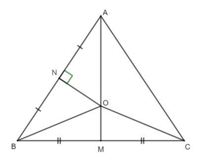 Cho tam giác ∆ABC cân tại A, có M là trung điểm của BC. Đường trung trực (ảnh 1)