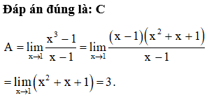 Tính giới hạn  A= lim x đến 1 x^3-1/x-1 (ảnh 1)