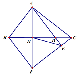 Cho tam giác ABC, vuông tại A (AB < AC). Vẽ đường cao AH (H thuộc BC). Lấy điểm D sao cho (ảnh 1)
