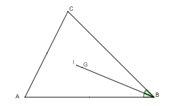 Cho tam giác ABC có trọng tâm G và I là giao của ba đường phân giác của tam giác (ảnh 1)