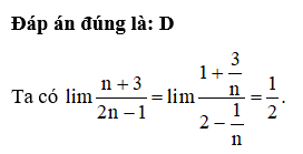 Tính  lim n+3/2n-1 (ảnh 1)