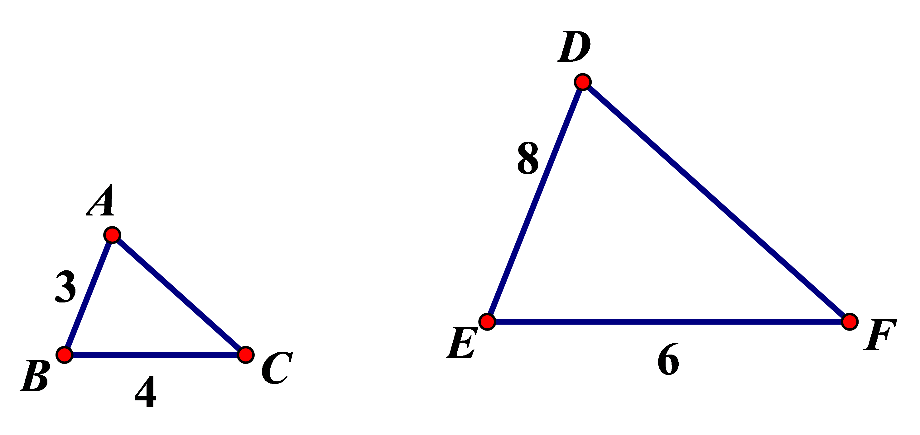 Xem hình bên, thêm điều kiện gì để  tam giác ACB đồng dạng với tam giác DEF (ảnh 1)