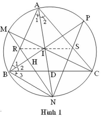 Cho tam giác ABC nội tiếp  trong một đường tròn (O). M ; N ; P lần lượt là cá điểm chính giữa các cung nhỏ (ảnh 1)