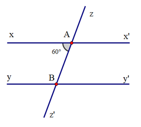 Cho hình vẽ, biết xx' // yy' và góc xAB = 60^o. Tính số đo các góc ABy',  góc ABy, góc yBz'...