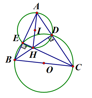 Cho tam giác ABC nhọn các đường cao BD, CE cắt nhau tại H  a) CMR: (ảnh 1)