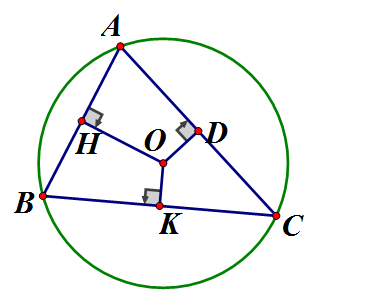Cho tam giác ABC nội tiếp đường tròn (O; R) có góc A = 80 độ, góc C = 50 độ (ảnh 1)