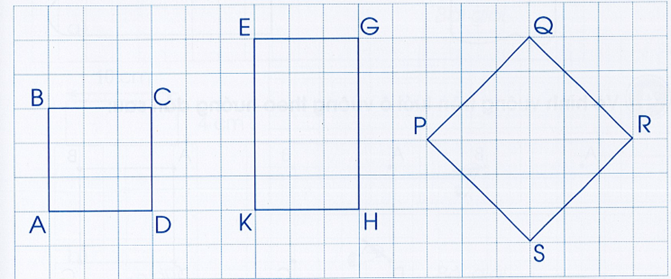 a) Viết tên các hình vuông có trong hình dưới đây: (ảnh 1)