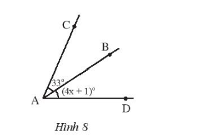 Cho biết AB là tia phân giác của góc CAD. Tìm giá trị của x. (ảnh 1)