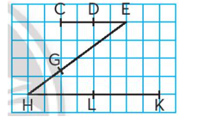 Quan sát hình ảnh, viết theo mẫu.   Mẫu: C, D, E là ba điểm thẳng hàng. ∙ D là điểm nằm  (ảnh 1)