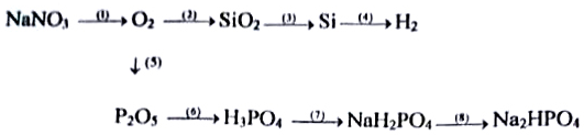 Hoàn thành chuỗi phản ứng sau, ghi rõ điều kiện (nếu có) NaNO3 (1)-> O2 (2)-> SiO2 (3)-> Si (4)-> H2 (ảnh 1)