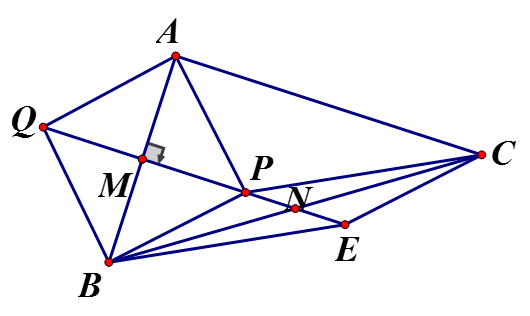cho tam giác ABC vuông tại A (AB > AC)  M là trung điểm của  AB, P là điểm nằm trong tam giác ABC sao cho MP vuông AB (ảnh 1)