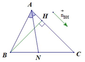 Cho ∆ABC có C(–1; 2), đường cao BH: x – y + 2 = 0, đường phân giác trong AN: 2x – y + 5 = 0. Tọa độ điểm A là: (ảnh 1)