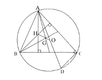 Cho tam giác ABC và G, H, O lần lượt là trọng tâm, trực tâm, tâm đường tròn ngoại tiếp (ảnh 1)