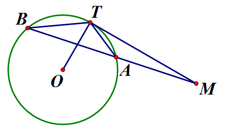 Từ một điểm M cố định ở bên ngoài đường tròn (O), ta kẻ một tiếp tuyến MT (ảnh 1)