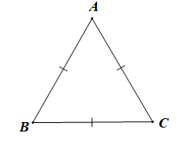 Cho tam giác ABC có ba cạnh bằng nhau. Số đo góc A là: (ảnh 1)