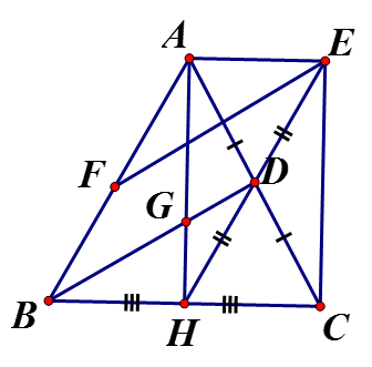 Cho tam giác ABC cân tại A có AH là đường cao và D là trung điểm của cạnh AC. (ảnh 1)