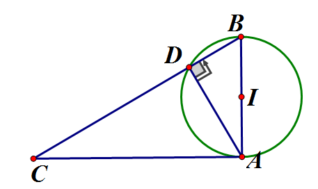 Cho tam giác ABC vuông tại A có AB = 5cm, góc B = 60 độ. Đường tròn tâm I (ảnh 1)