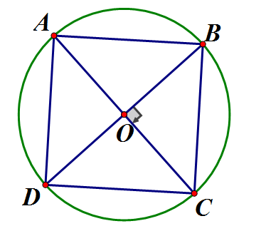 Cho hình vuông có cạnh là 5cm nội tiếp đường tròn (O). Hãy tính chu vi và (ảnh 1)