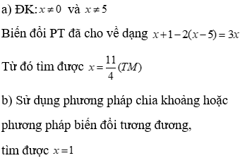 Giải các phương trình sau  a) x+1/ x^25x- 2/x= 3/ x-5 b) trị tuyệt đối của (ảnh 1)