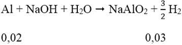 Sau khi thực hiện phản ứng nhiệt nhôm với Fe3O4 thu được chất rắn A và nhận thấy khối lượng nhiệt nhôm tăng 0,96(g). Cho A tác dụng với dung dịch NaOH dư thu được 0,672 lít khí (đktc), (giả sử các phản ứng đều xảy ra với hiệu suất 100%). Khối lượng của A là: (ảnh 1)