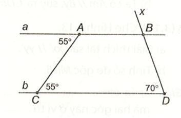 Quan sát hình vẽ bên. Số đo góc ABx bằng:    A. 50 độ B. 70 độ; C. 110 độ; D. 125 độ. (ảnh 1)