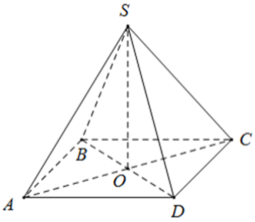 Cho hình chóp tứ giác đều S.ABCD có đáy ABCD là hình vuông, cạnh đáy là 8cm, chiều cao 10cm. + Tính diện tích xung quanh và diện tích toàn phần của hình chóp. + Tính thể tích của hình chóp. (ảnh 1)