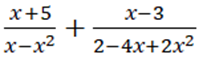 Mẫu thức chung của 2 phân thức: (x+5)/(x-x^2)+(x+3)/(2-4x+2x^2) (ảnh 1)