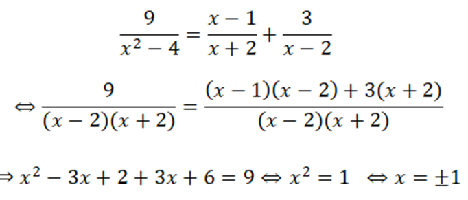 Giải phương trình và bất phương trình: 9/(x^2-4)=(x-1)/(x+2)+3/(x-2) (ảnh 1)