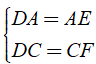 Cho hình bình hành ABCD. Gọi E là điểm đối xứng với D qua A, F là điểm đối xứng với D qua C. Chứng (ảnh 2)