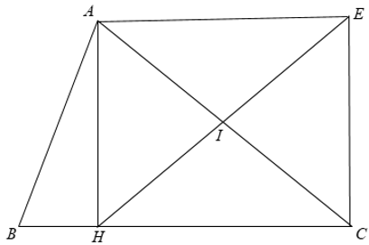 Cho tam giác ABC, đường cao AH. Gọi I là trung điểm của AC, E là điểm đối xứng với H qua I. (ảnh 1)