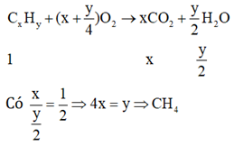 Đốt cháy hoàn toàn hiđrocacbon X thu được số mol CO2 bằng một nửa số mol H2O. X có CTPT là (ảnh 1)