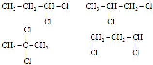 Số lượng đồng phân mạch hở ứng với công thức C3H6Cl2 là:  A. 2. B. 4. C. 3. D. 5. (ảnh 1)