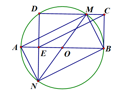 Cho đường tròn tâm O đường kính AB. Vẽ hai dây AM, BN song song với (ảnh 1)