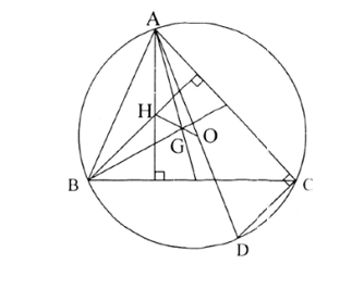 Cho tam giác ABC và G, H, O lần lượt là trọng tâm, trực tâm, tâm đường tròn ngoại tiếp (ảnh 1)