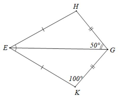 Trong hình vẽ sau:Biết EG là tia phân giác của góc HEK và góc HEK (ảnh 1)